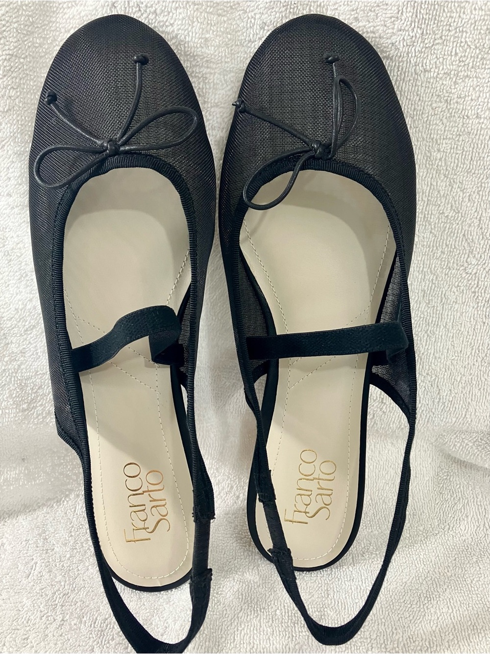 Franco Sarto Black Slingback Bow Ballet Flats